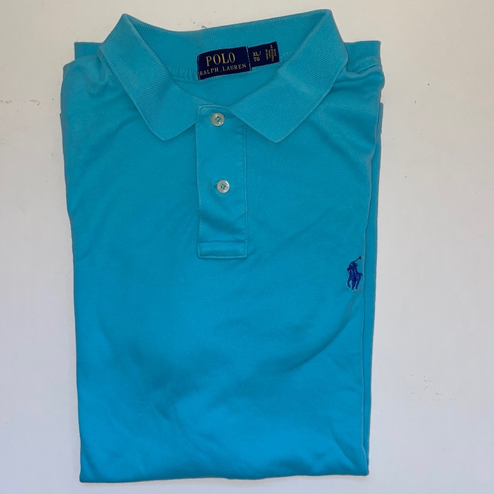 Polo by Ralph Lauren, XL/TG Turquoise, 100% cotton, gently worn, short sleeve